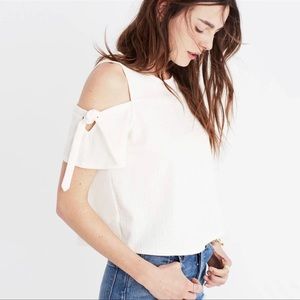 Madewell White Linen Skylark Cold Shoulder Top